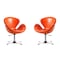 Manhattan Comfort Raspberry Faux Leather Adjustable Swivel Chair in Tangerine and Polished Chrome, PK2 2-AC038-TR - alternate 1